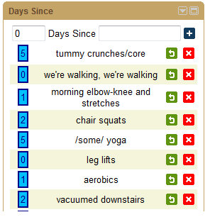 DaysSince Sample of Days Since screen