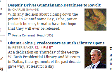 From the New York Times home page