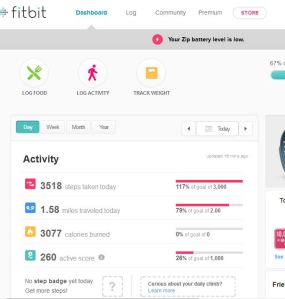 Snapshot of Fitbit dash