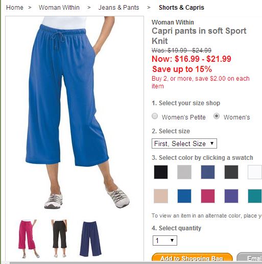 Same capris, $16.99-21.99