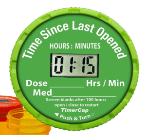 Picture of a TimerCap bottle lid. It shows the time since the bottle was last closed.